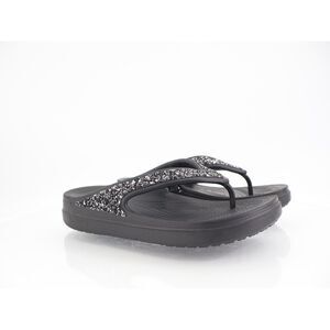 Crocs Women Crocs Sloane Glitter Wedge Flip Size 10 Black Platform Sandal Slide